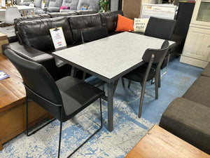 Grey Dining Table With 4 Black Chairs 52906