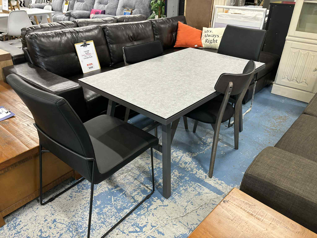 Grey Dining Table With 4 Black Chairs 52906