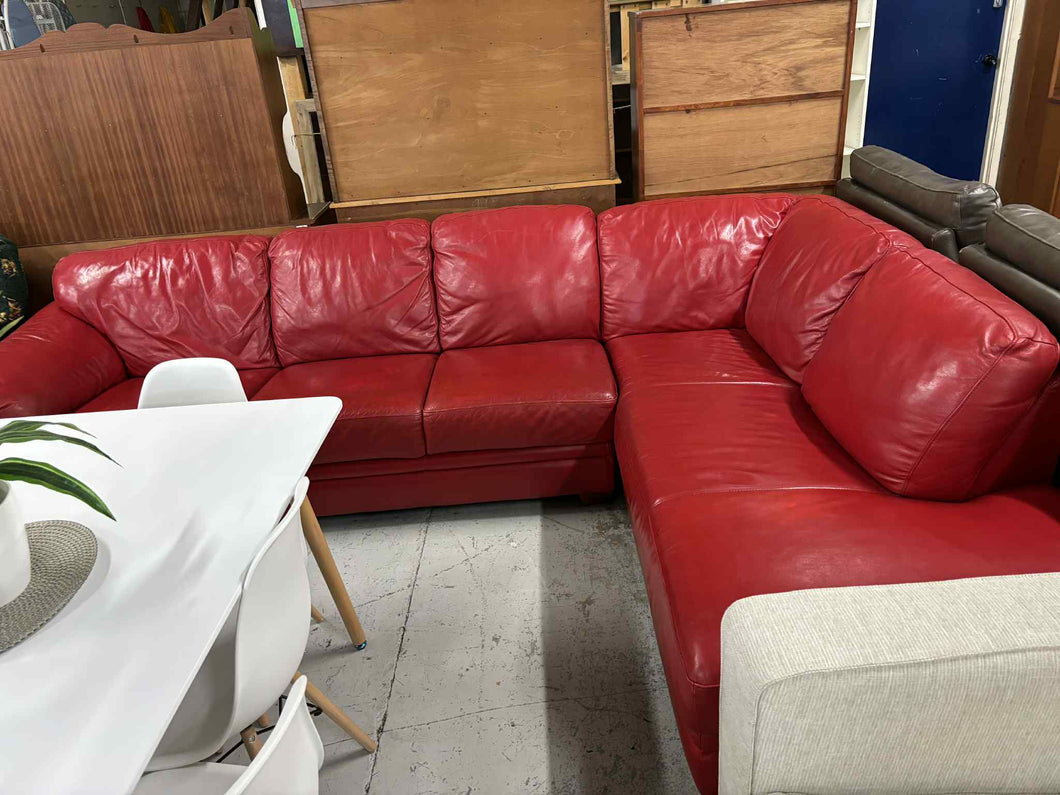 Red Leather Corner Lounge Suite 52879