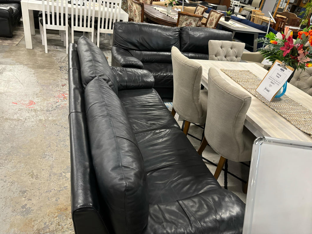 Black Leather  5 Seater  Lounge Suite 52248