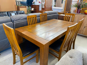 Woodgate Dining Table 1.8m  with 6 Woodgate Chairs NEW!!!  49936