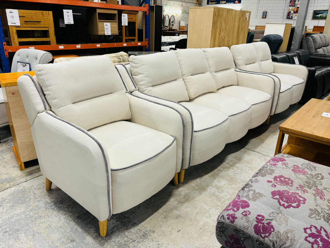 White Fabric 6 Seater Lounge Suite 52845