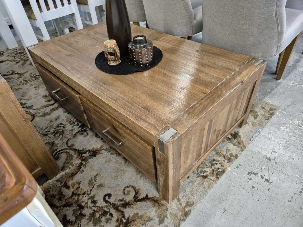 Light Wood Coffee Table with 2 Drawers 52046