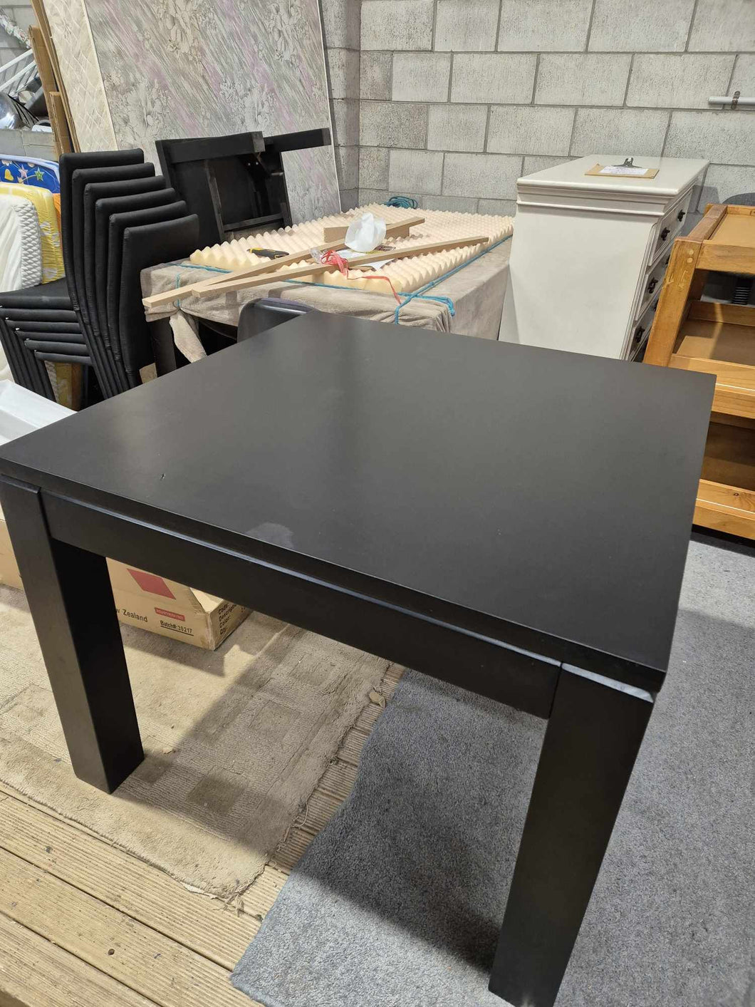 Black Dining Table ONLY 1mx1m  (FACTORY SECONDS) 52132