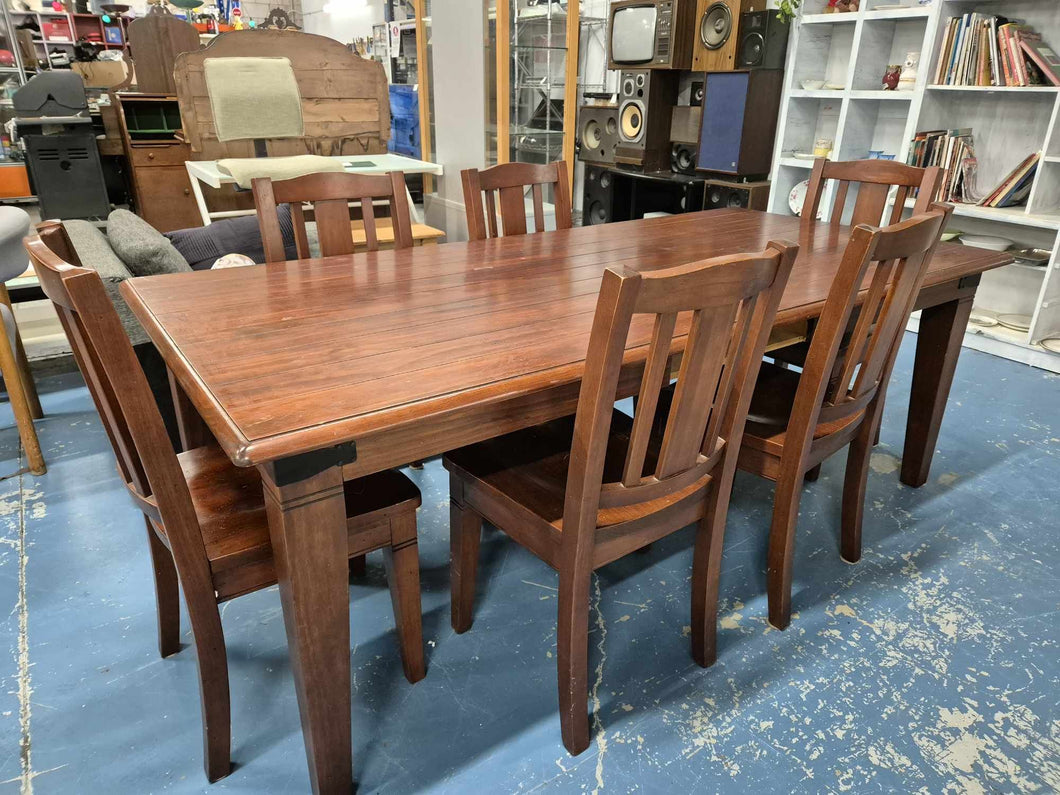 Wood Large Dining Table  With 6 Chairs 52199