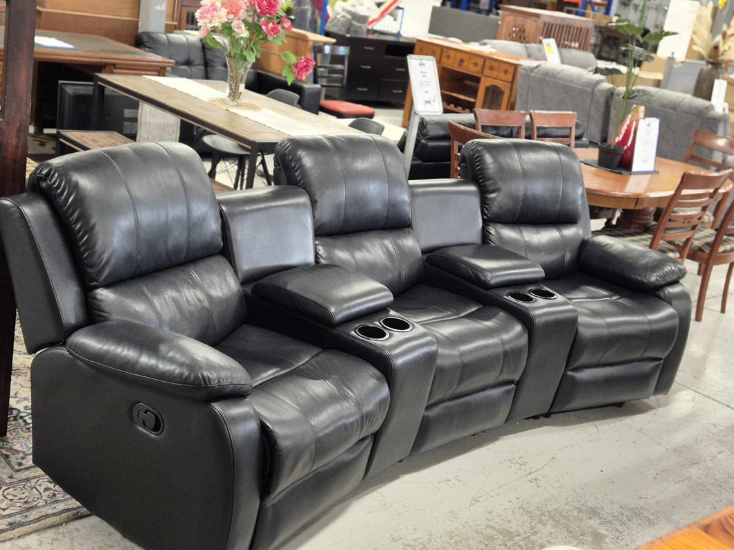 Black Leather Recliner Cinema Set 52318