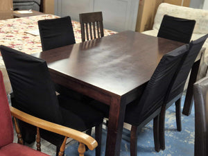 Wood  Dining Table  with 6 Black Chairs 52316