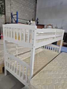 White Single Bunk Beds With 2x Silvia Single Mattress  NEW!!! 52347