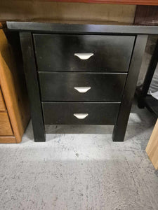 Black Bedside Cabinet With 3 Drawers 52420