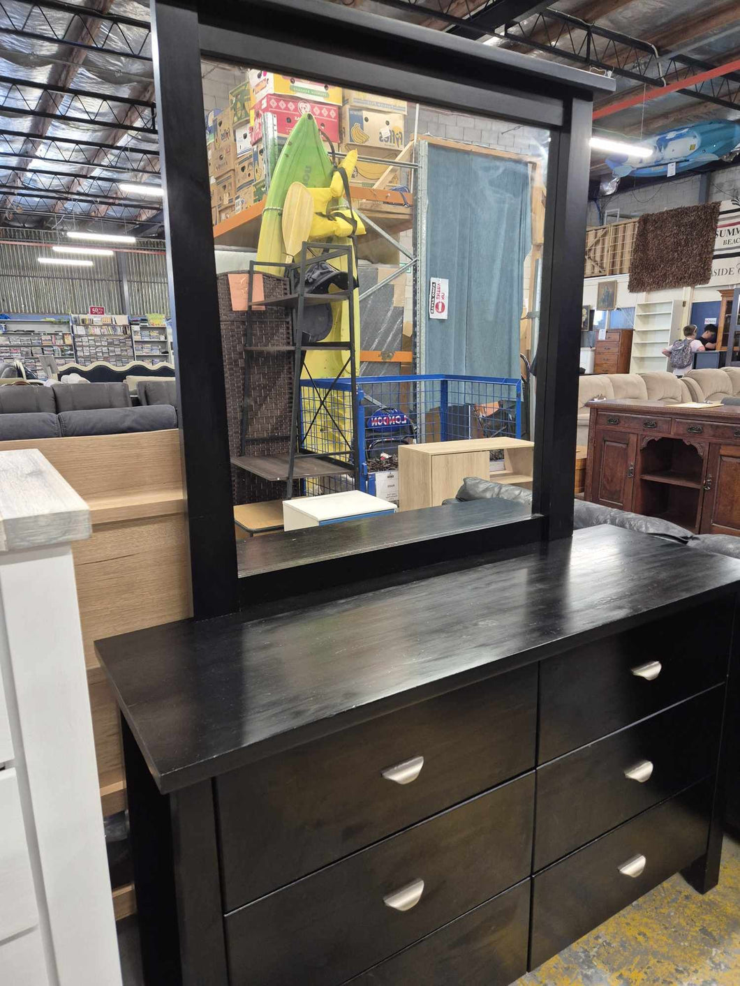 Black Dresser With 6 Drawers/Mirror 52423