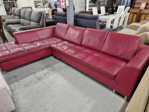 Red Leather Corner Lounge Suite 52442