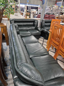 Green Leather 6 Seater Lounge Suite 52513