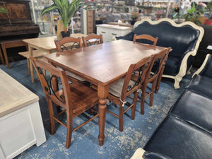 Wood Dining Table With 6 Wood/Steel Back Chairs 52550