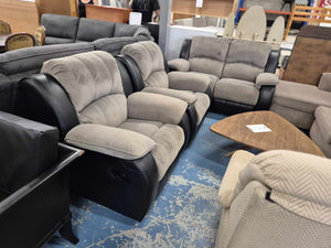 Grey/Black Recliner 4 Seater Lounge Suite