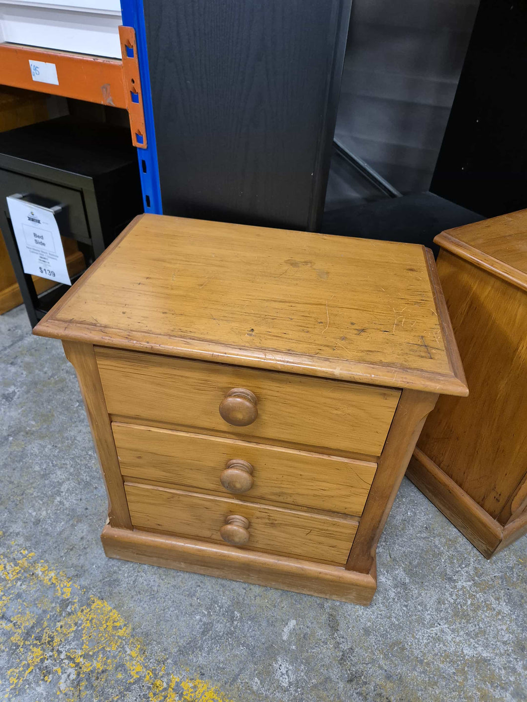 Wood Bedside Cabinet With 3 Drawers 52921