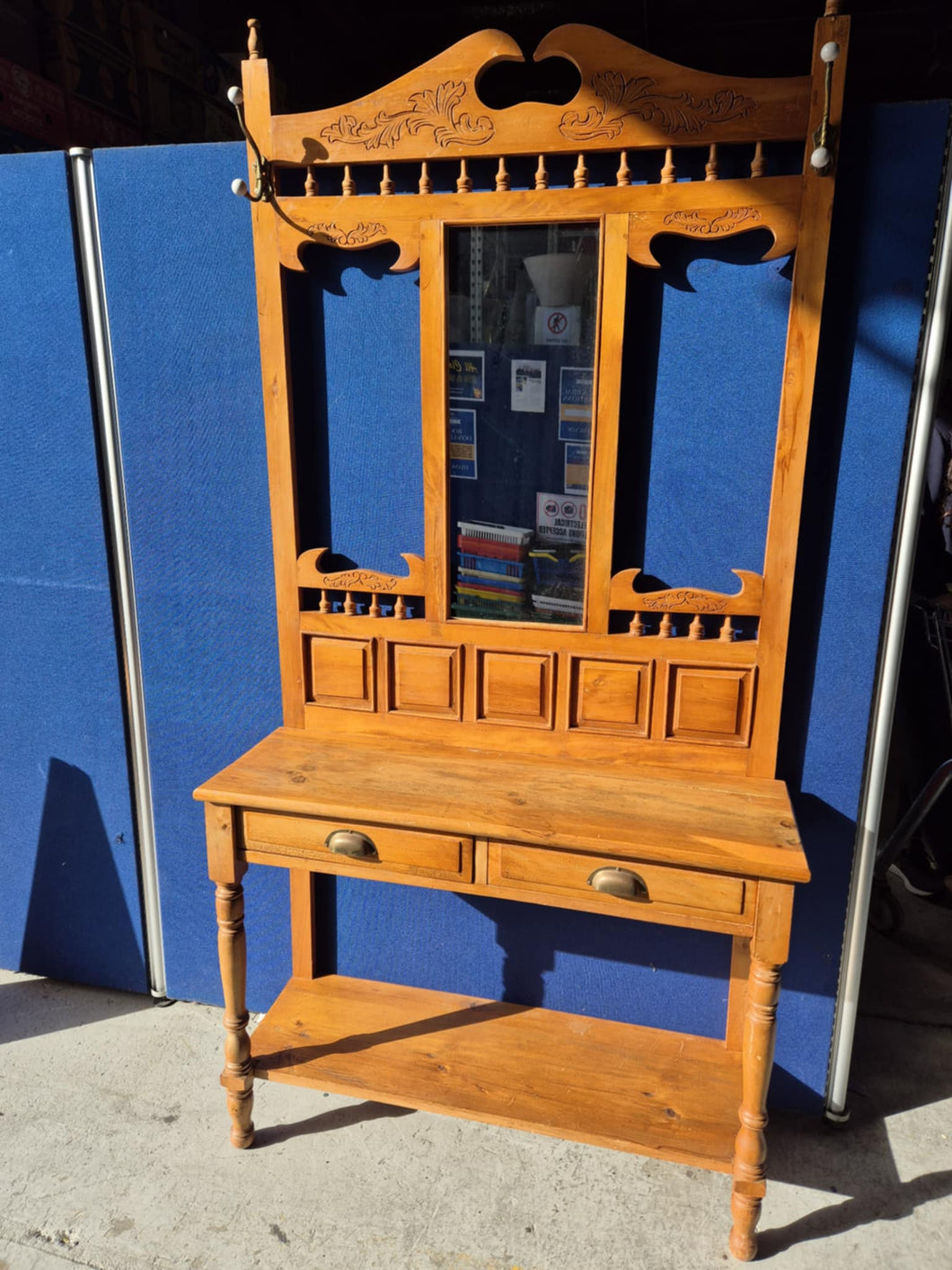Kauri Wood  Hall Stand  With 2 Drawers 52751