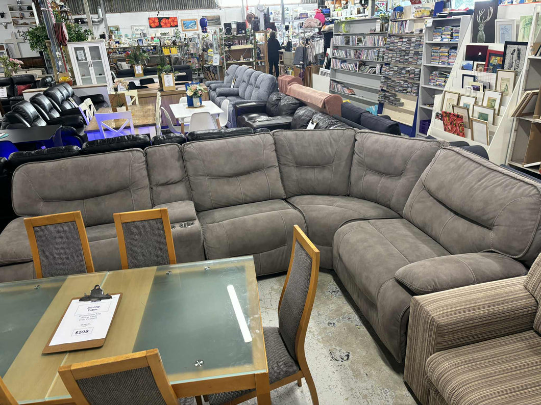 Corner Electric Rhino Fabric Recliner Lounge Suite
