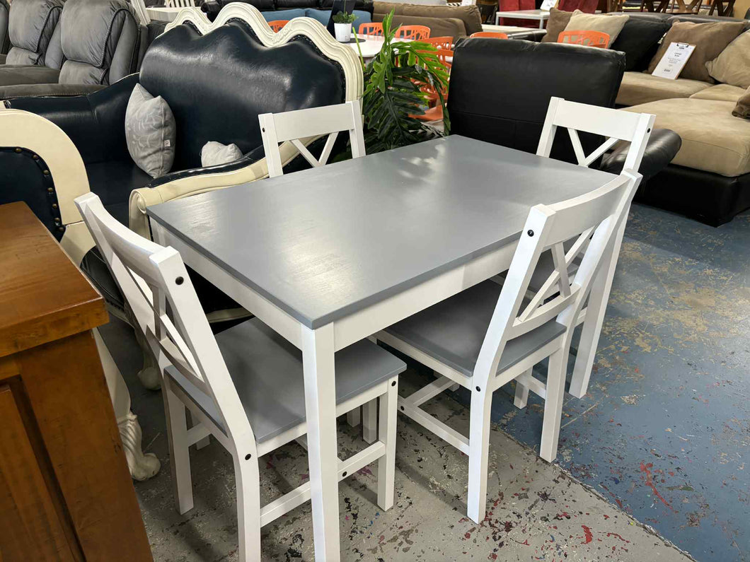 White/Grey Top Dining Table With 4 Chairs 52946