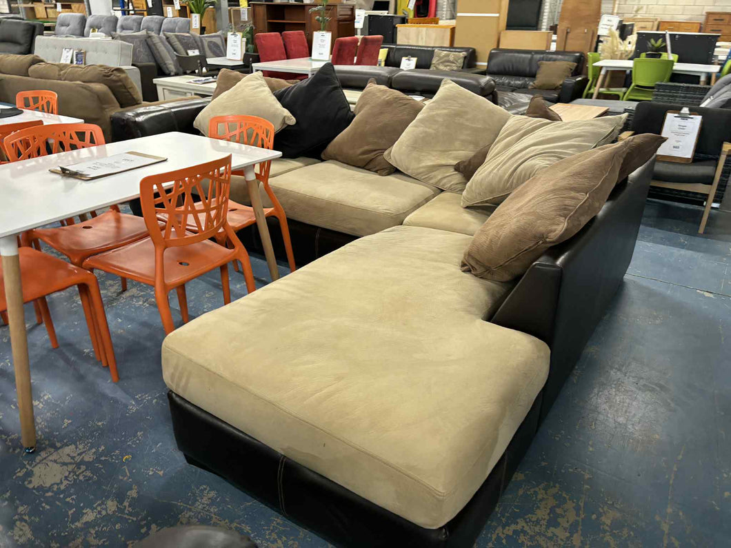 Harvey Norman Beige / Brown Corner Lounge Suite