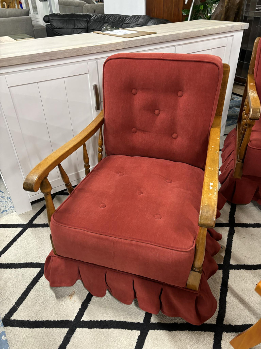 Wood/Red Fabric  Single Chair 52172