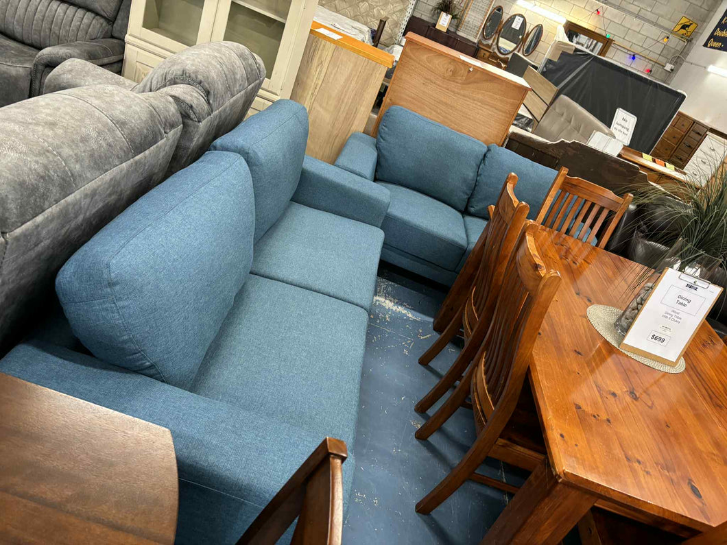 Blue Fabric 5 Seater Lounge Suite 52821