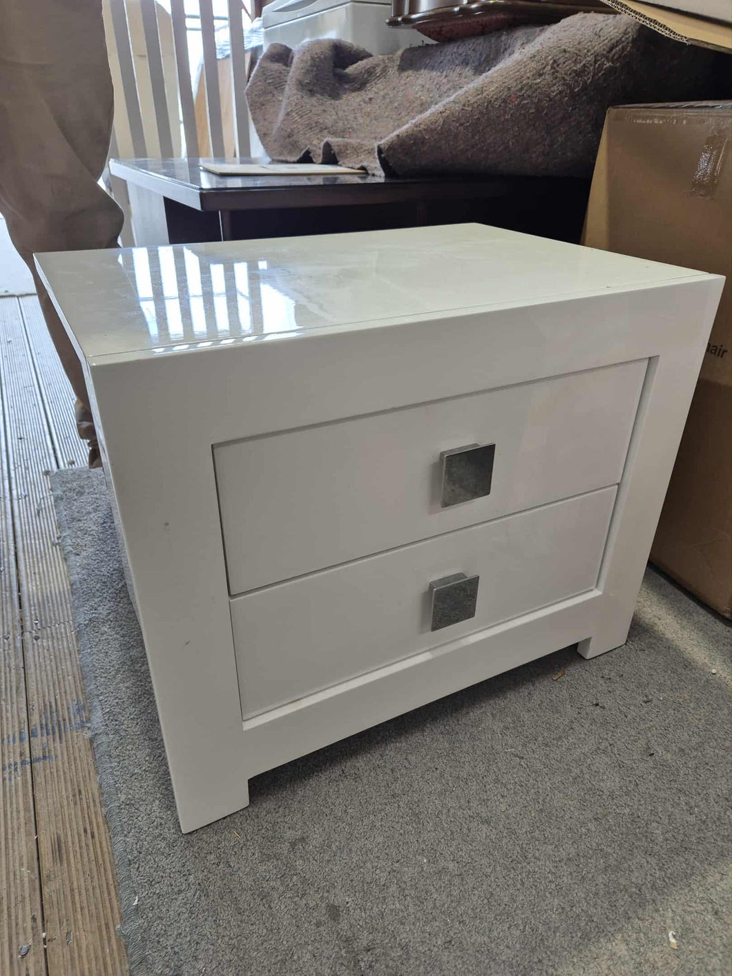 White Bedside Cabinet with 2 Drawers 52954