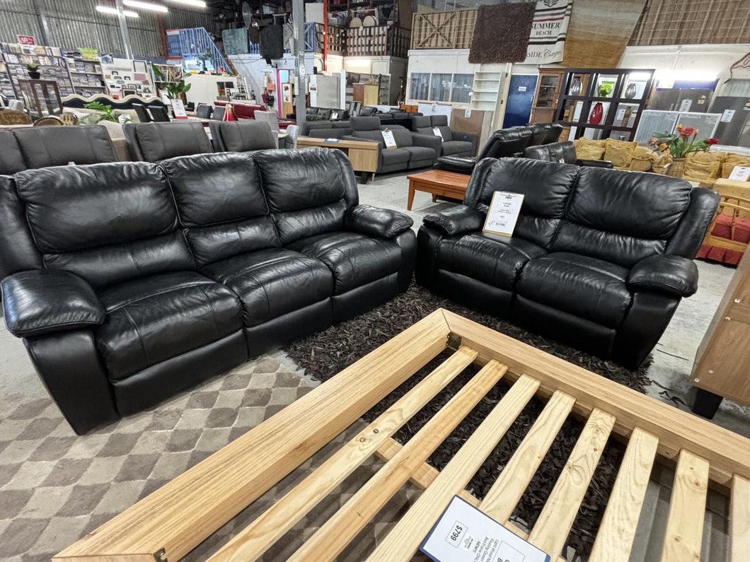 Leather Black Recliner  5 Seaters 52374