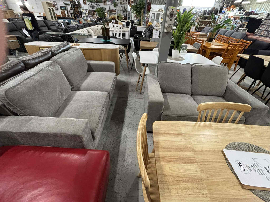 Light Grey Fabric 5 Seater Lounge Suite