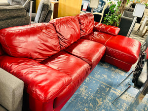 Red Leather Corner  Lounge Suite 52239