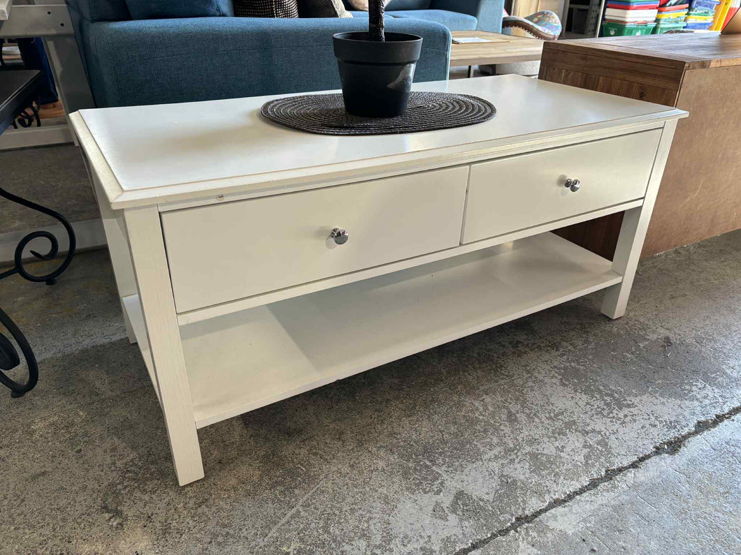 White Coffee Table With 2 Drawer 52827
