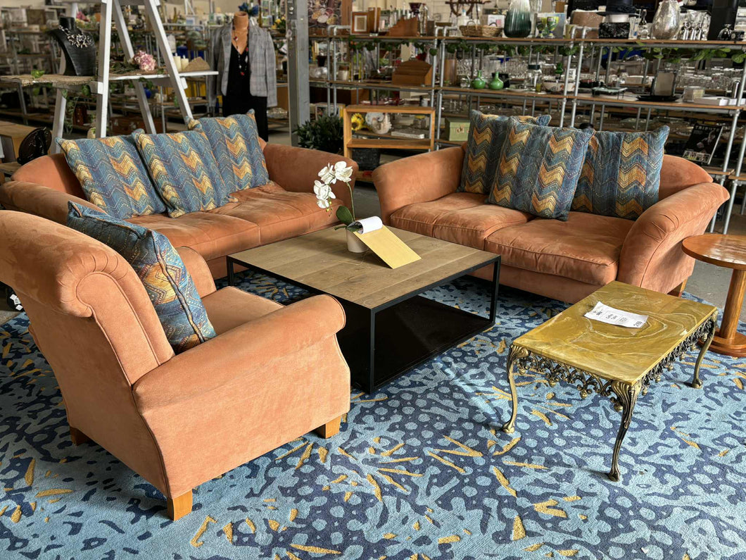 Orange Fabric/ Blue Cushions 5 Seater  Lounge Suite 52758