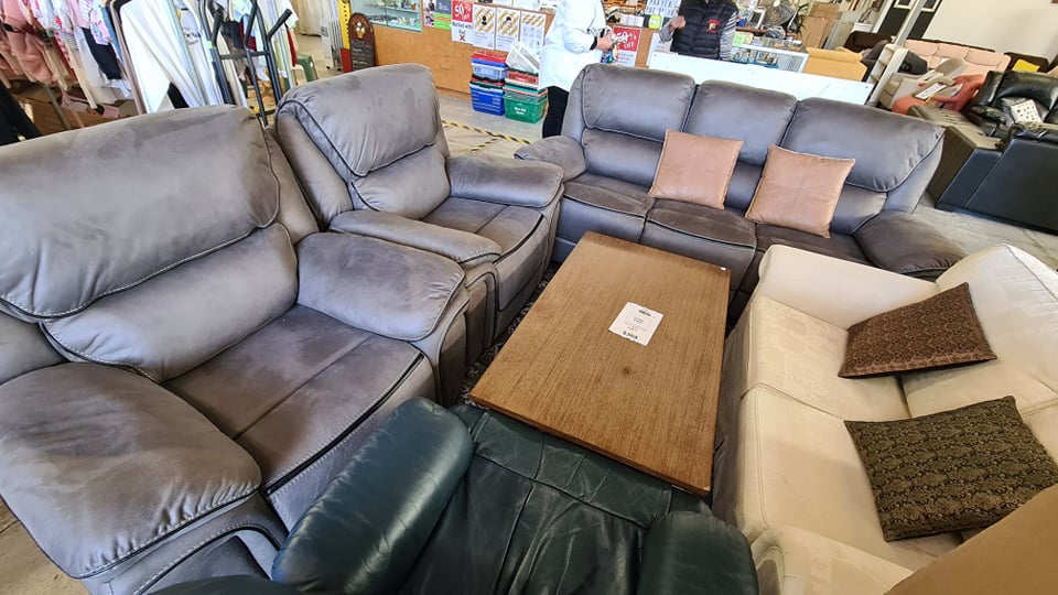 Moy Grey 3 + 1 + 1 Recliner Seater  Lounge Suite with Cupholders NEW!!! 48629