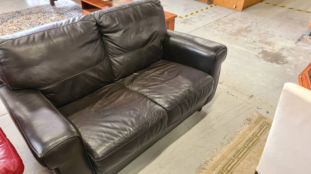 Brown Leather  2 Seater Couch 50158
