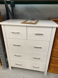 White Tina Tall Boy With 5 Drawers NEW!!! 49564